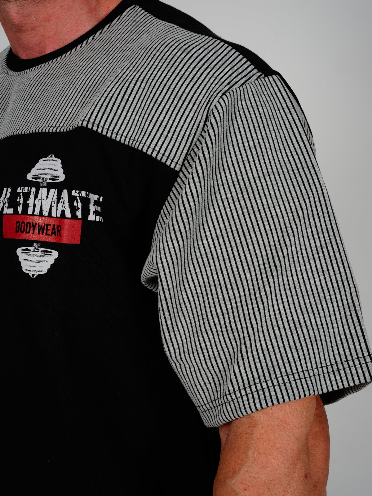 Ultimate Bodywear  Erkek Oversize Gym Tişört Siyah-Gri Fitness