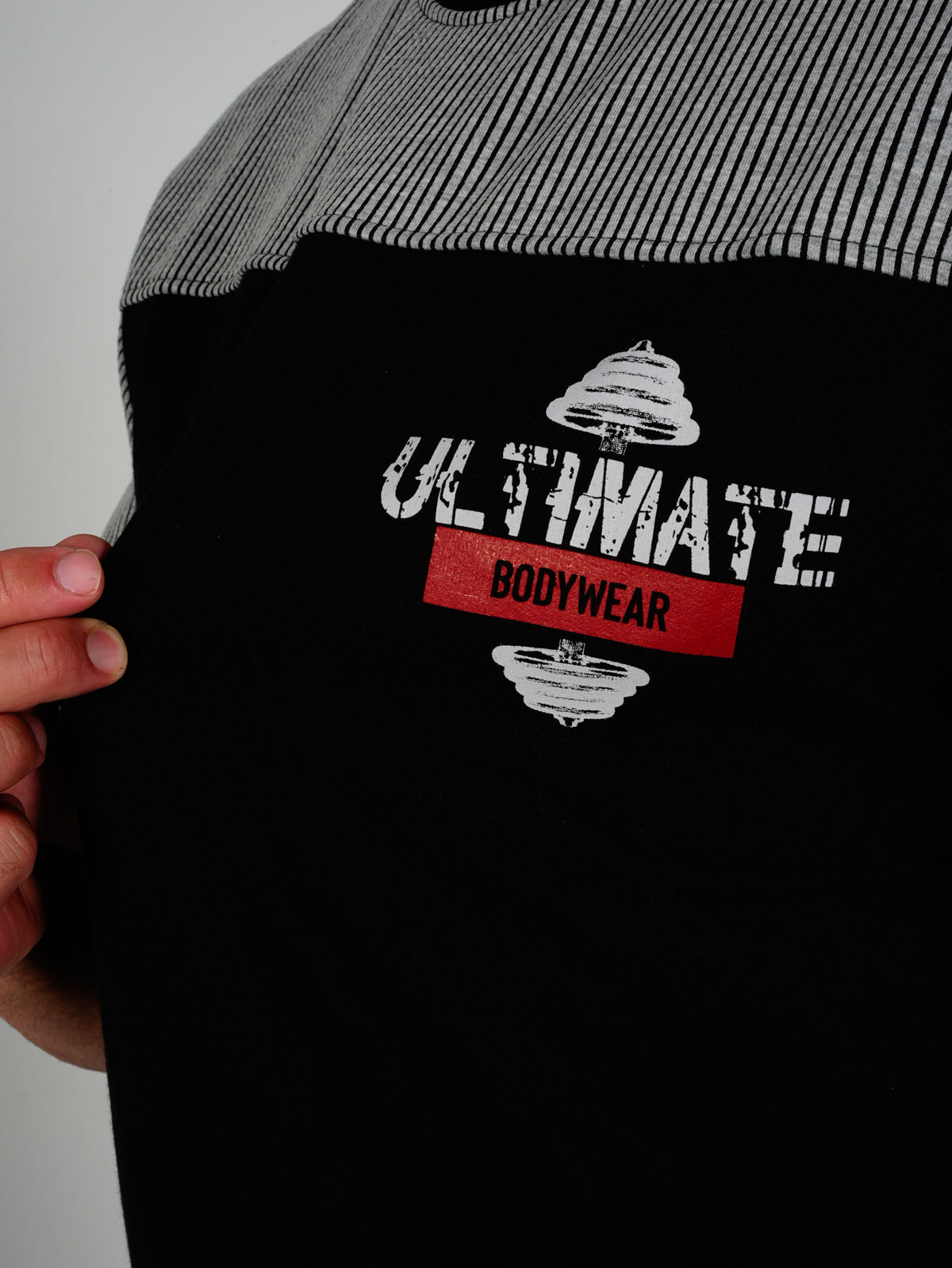 Ultimate Bodywear  Erkek Oversize Gym Tişört Siyah-Gri Fitness