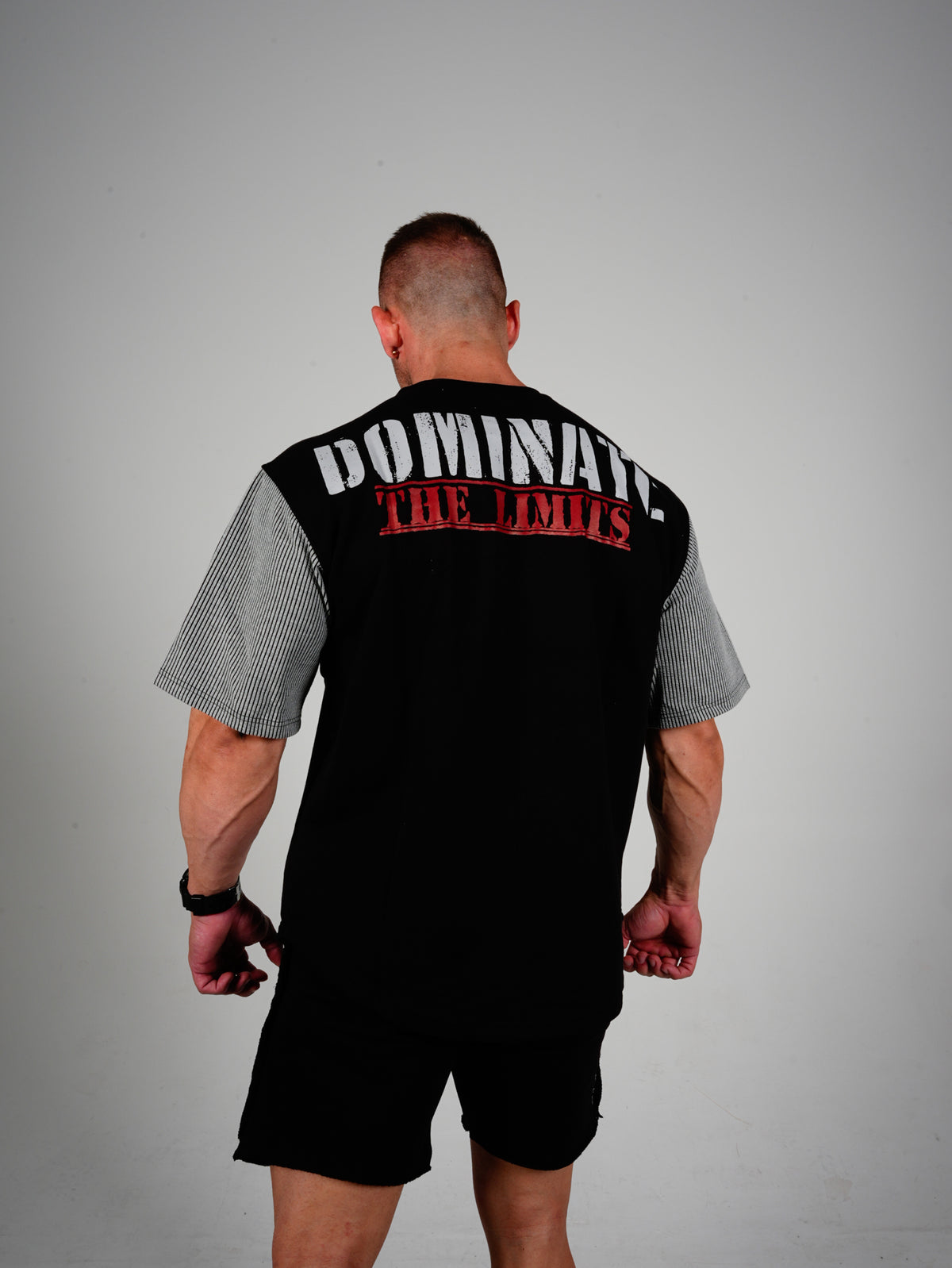 Ultimate Bodywear  Erkek Oversize Gym Tişört Siyah-Gri Fitness