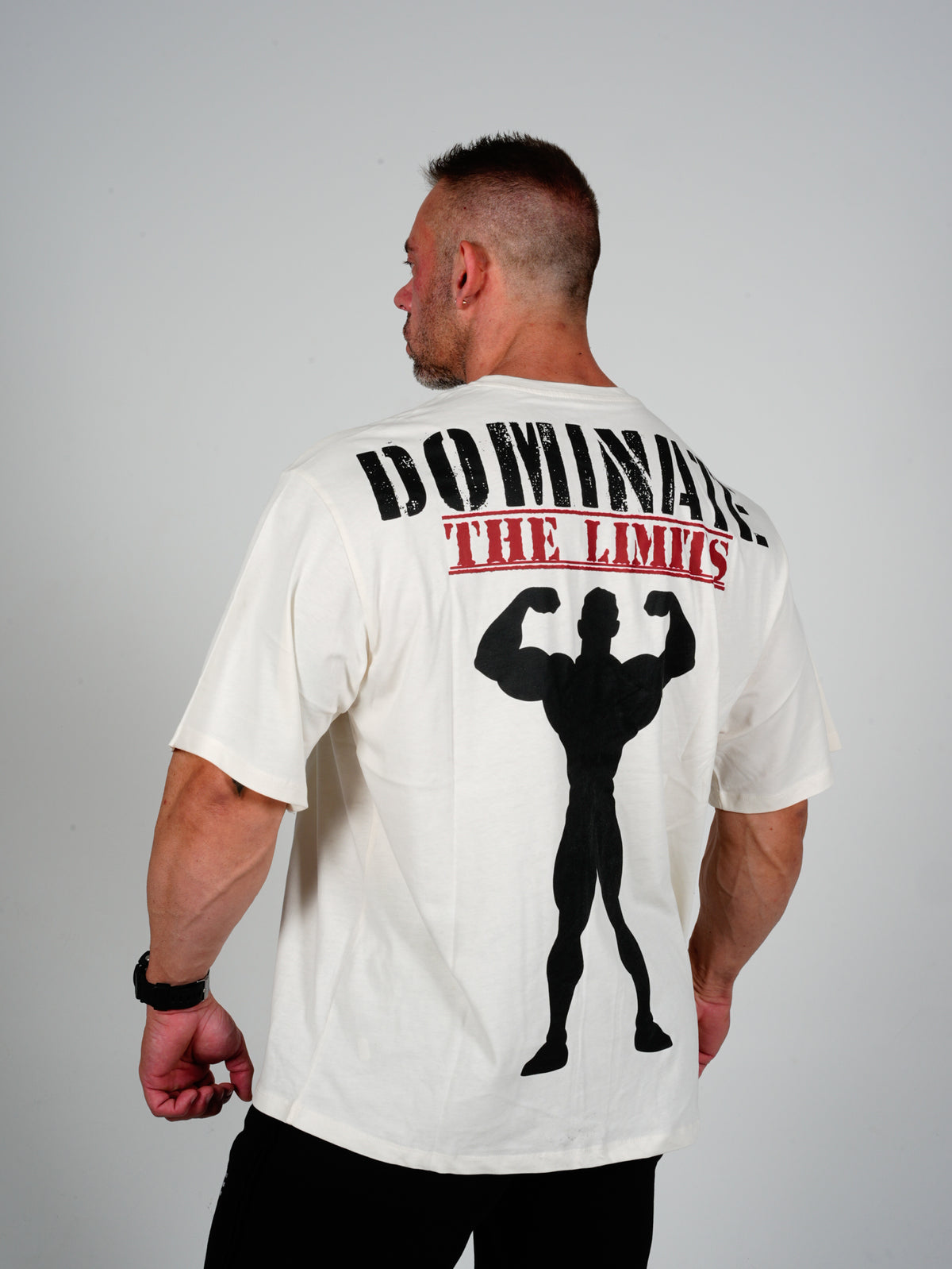 Ultimate Bodywear Erkek Oversize Bodybuilder Icon  Gym Tişört Krem Fitness