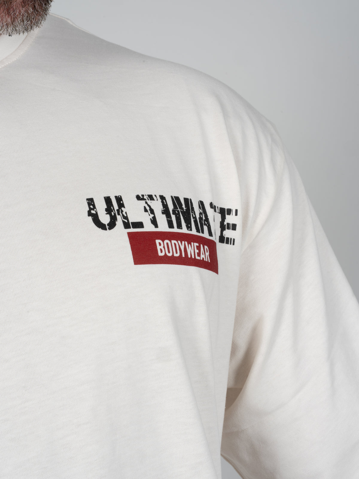Ultimate Bodywear Erkek Oversize Bodybuilder Icon  Gym Tişört Krem Fitness