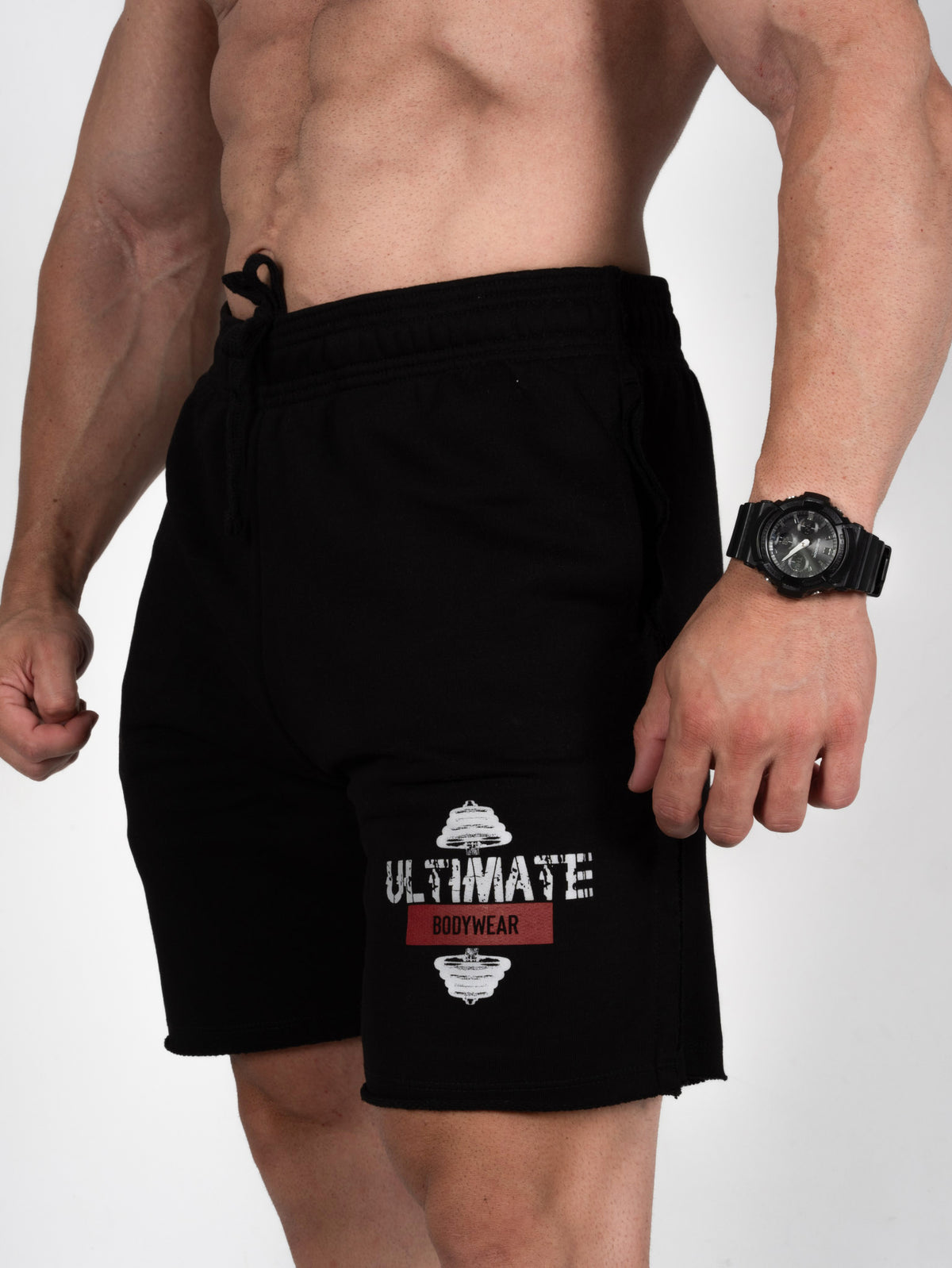 Ultimate Logo Fitness & Bodybuilding Sweat Short - Siyah