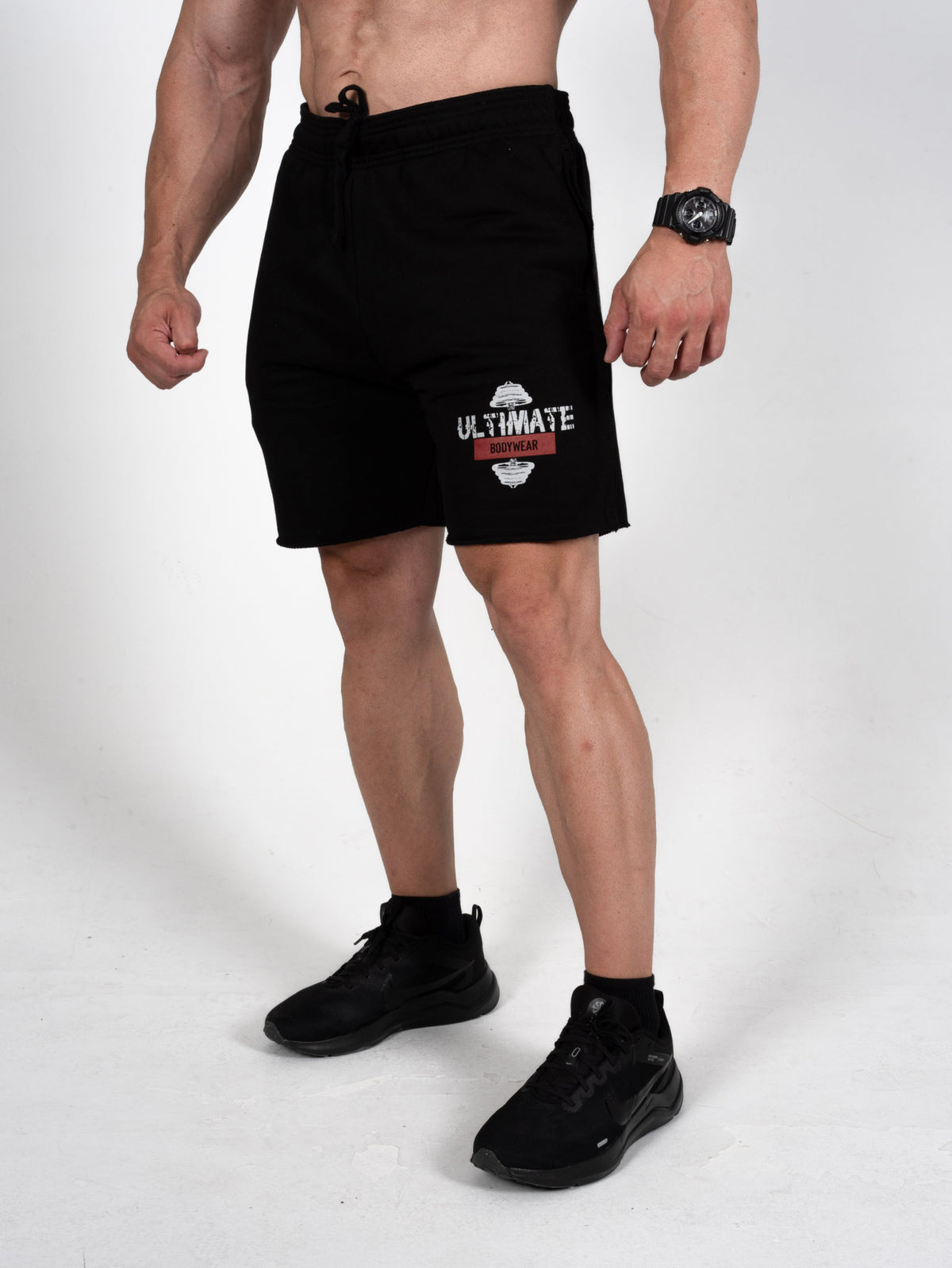 Ultimate Logo Fitness & Bodybuilding Sweat Short - Siyah