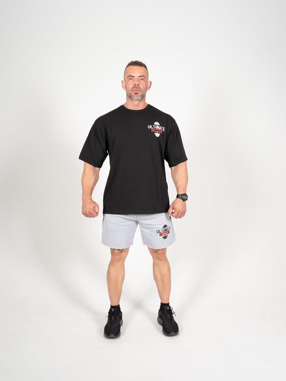 Ultimate Bodywear Erkek Oversize Gym Antrenman Tişört Siyah Fitness