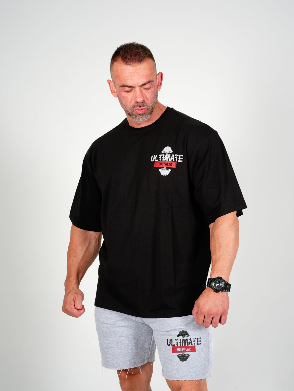 Ultimate Bodywear Erkek Oversize Gym Antrenman Tişört Siyah Fitness