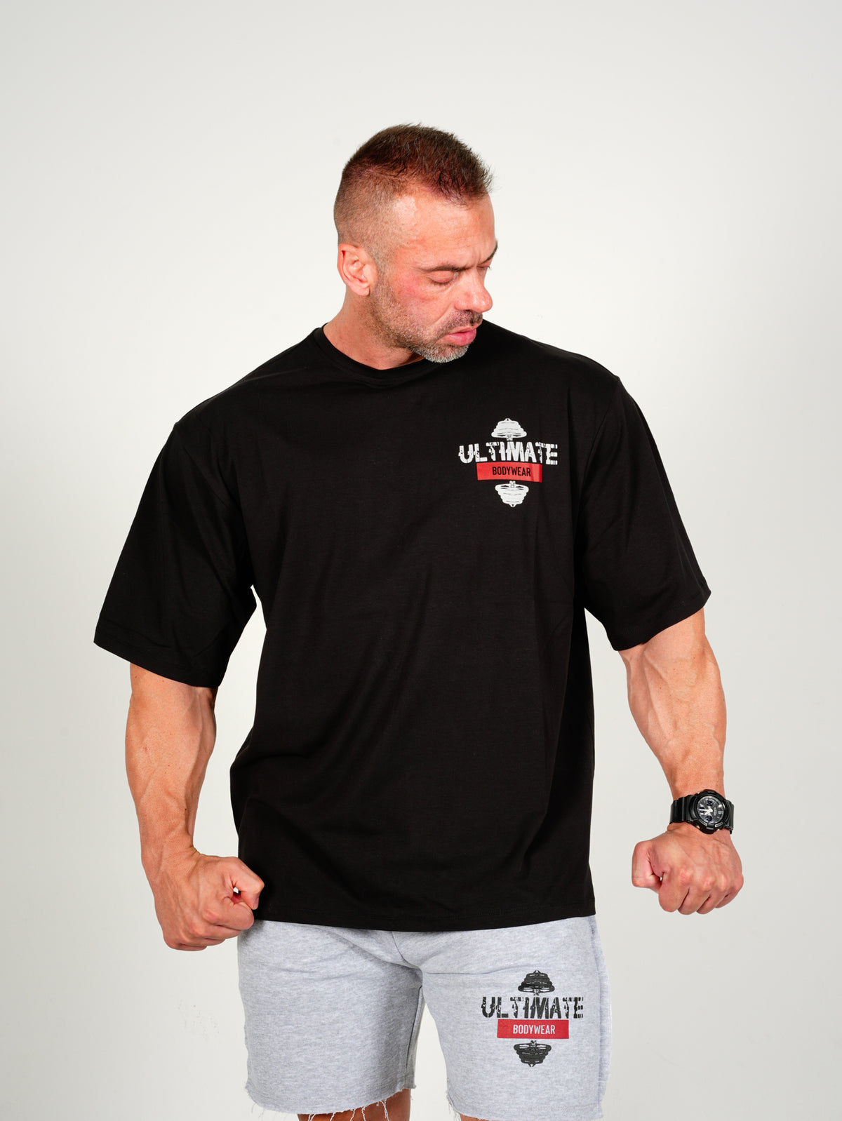Ultimate Bodywear Erkek Oversize Gym Antrenman Tişört Siyah Fitness
