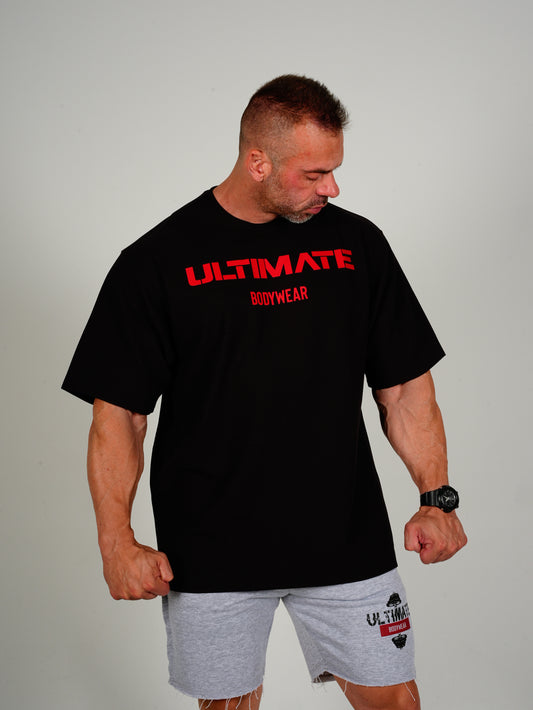 Ultimate Bodywear Erkek Oversize Gym Waffle Tişört Siyah  Fitness