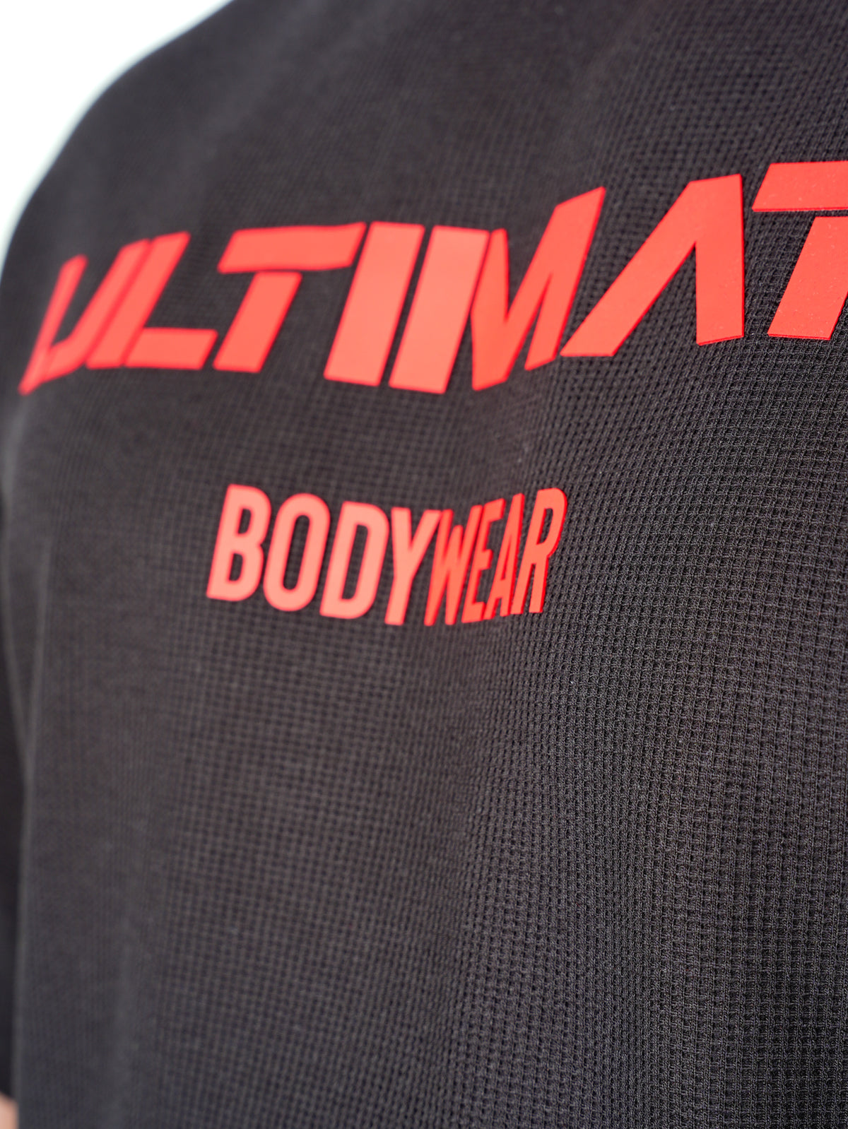 Ultimate Bodywear Erkek Oversize Gym Waffle Tişört Siyah  Fitness