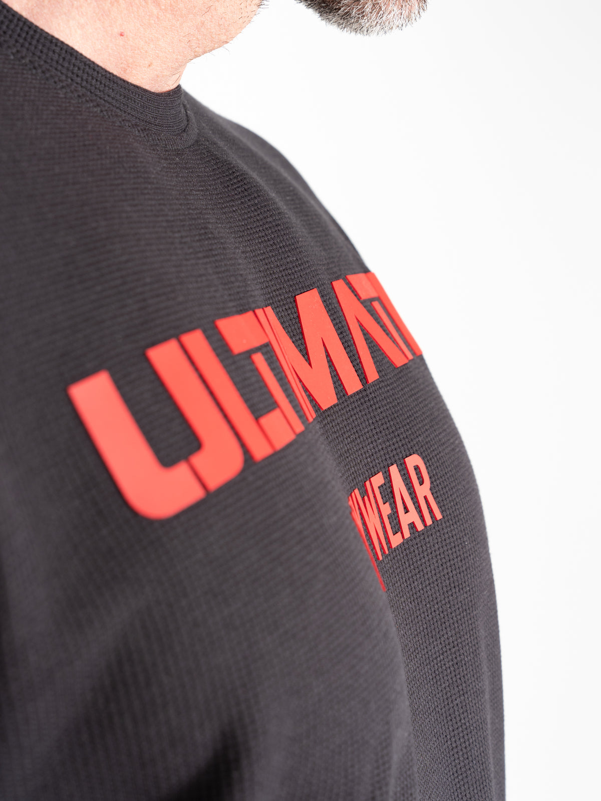 Ultimate Bodywear Erkek Oversize Gym Waffle Tişört Siyah  Fitness