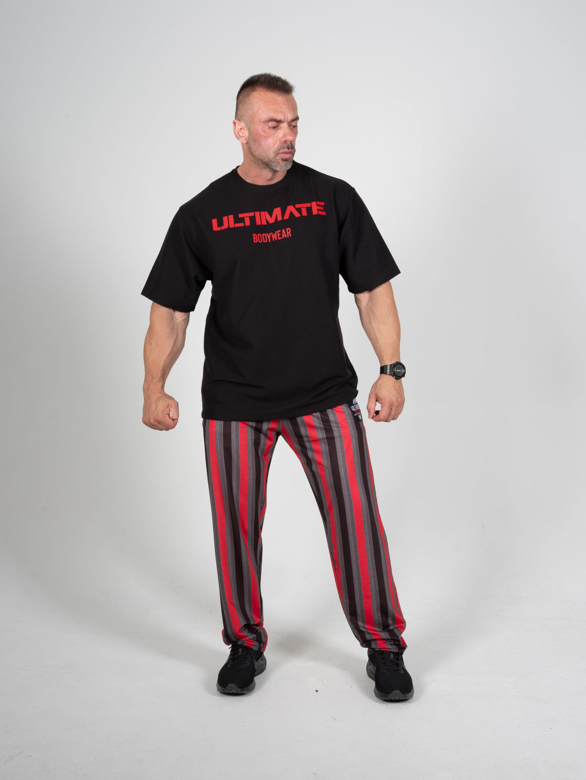 Ultimate Bodywear Erkek Oversize Gym Waffle Tişört Siyah  Fitness